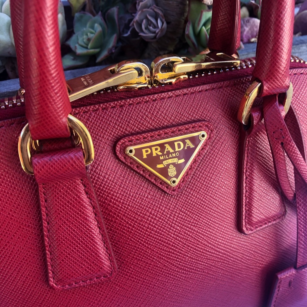 PRADA~Red Saffiano Mini BB Crossbody Promenade Bag - Picture 5 of 16